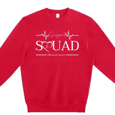 Breast Cancer Squad With Heart And Ribbon Premium Crewneck Sweatshirt