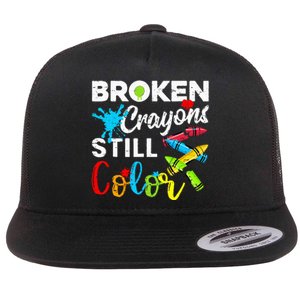 Broken Crayons Still Color Flat Bill Trucker Hat