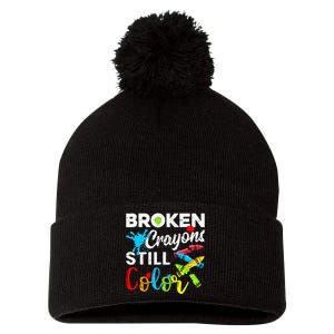 Broken Crayons Still Color Pom Pom 12in Knit Beanie