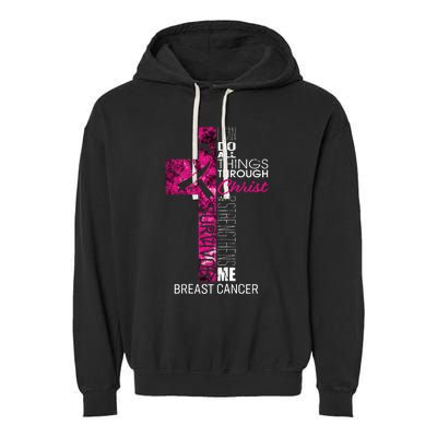 Breast Cancer Survivor Gifts Christian Pink Ribbon Mom Garment-Dyed Fleece Hoodie