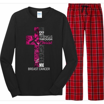 Breast Cancer Survivor Gifts Christian Pink Ribbon Mom Long Sleeve Pajama Set