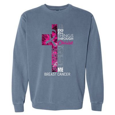 Breast Cancer Survivor Gifts Christian Pink Ribbon Mom Garment-Dyed Sweatshirt