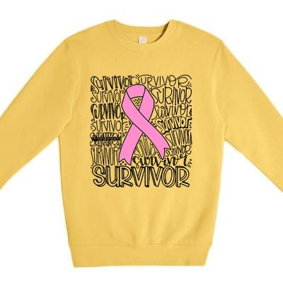 Breast Cancer Survivor Fighter Pink Ribbon Strong Premium Crewneck Sweatshirt