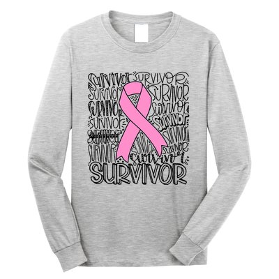 Breast Cancer Survivor Fighter Pink Ribbon Strong Long Sleeve Shirt