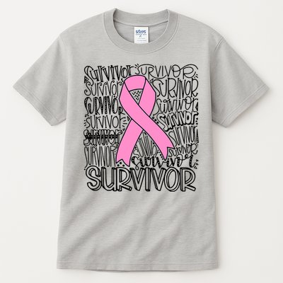 Breast Cancer Survivor Fighter Pink Ribbon Strong Tall T-Shirt