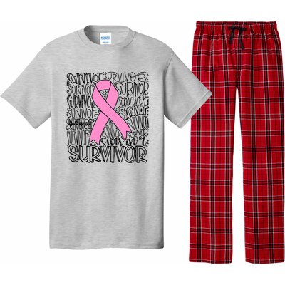 Breast Cancer Survivor Fighter Pink Ribbon Strong Pajama Set