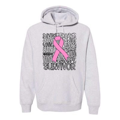 Breast Cancer Survivor Fighter Pink Ribbon Strong Premium Hoodie