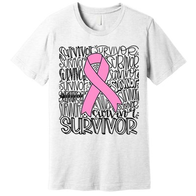 Breast Cancer Survivor Fighter Pink Ribbon Strong Premium T-Shirt