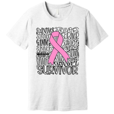 Breast Cancer Survivor Fighter Pink Ribbon Strong Premium T-Shirt