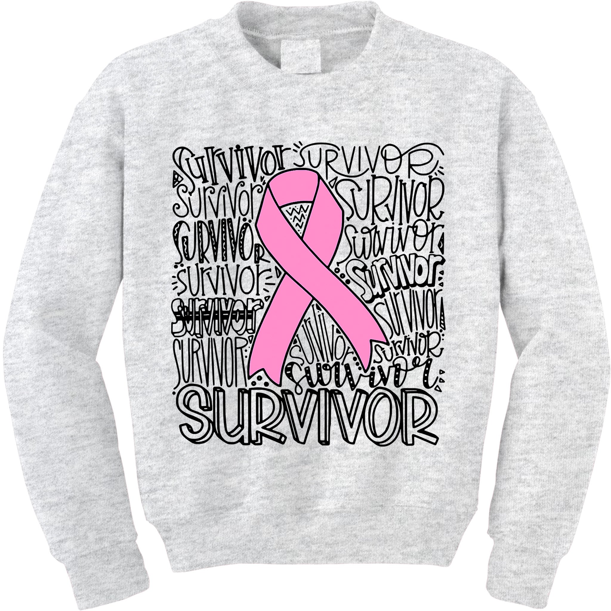 Breast Cancer Survivor Fighter Pink Ribbon Strong Kids Sweatshirt