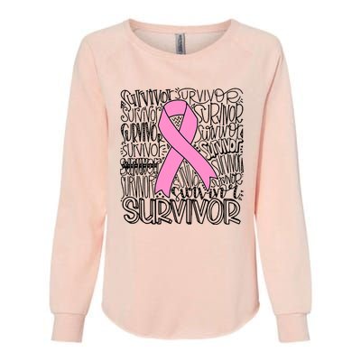 Breast Cancer Survivor Fighter Pink Ribbon Strong Womens California Wash Sweatshirt