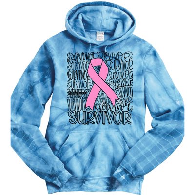 Breast Cancer Survivor Fighter Pink Ribbon Strong Tie Dye Hoodie