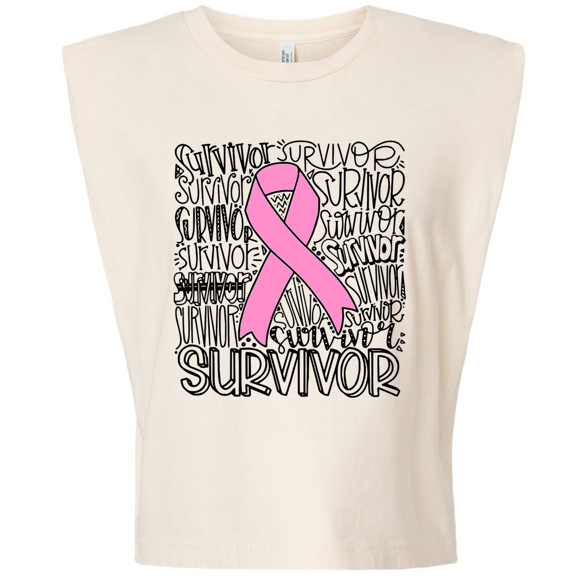 Breast Cancer Survivor Fighter Pink Ribbon Strong Garment-Dyed Women's Muscle Tee