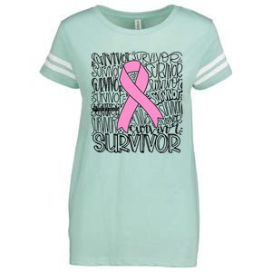 Breast Cancer Survivor Fighter Pink Ribbon Strong Enza Ladies Jersey Football T-Shirt