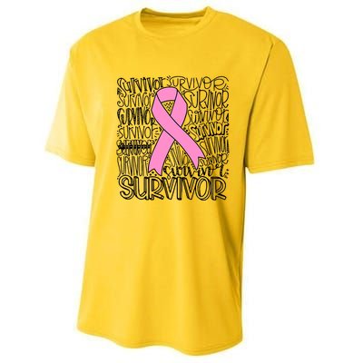 Breast Cancer Survivor Fighter Pink Ribbon Strong Performance Sprint T-Shirt