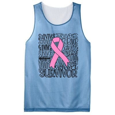 Breast Cancer Survivor Fighter Pink Ribbon Strong Mesh Reversible Basketball Jersey Tank