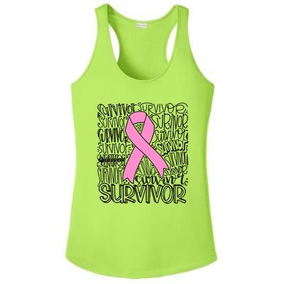 Breast Cancer Survivor Fighter Pink Ribbon Strong Ladies PosiCharge Competitor Racerback Tank