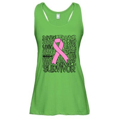 Breast Cancer Survivor Fighter Pink Ribbon Strong Ladies Essential Flowy Tank