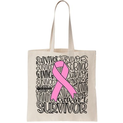 Breast Cancer Survivor Fighter Pink Ribbon Strong Tote Bag