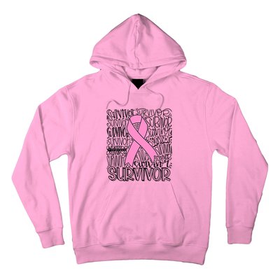 Breast Cancer Survivor Fighter Pink Ribbon Strong Hoodie