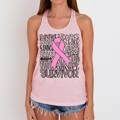 Breast Cancer Survivor Fighter Pink Ribbon Strong Women's Knotted Racerback Tank