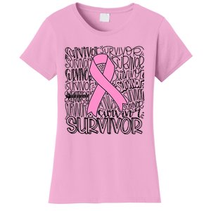 Breast Cancer Survivor Fighter Pink Ribbon Strong Women's T-Shirt