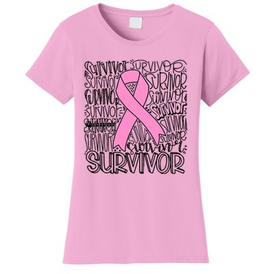 Breast Cancer Survivor Fighter Pink Ribbon Strong Women's T-Shirt