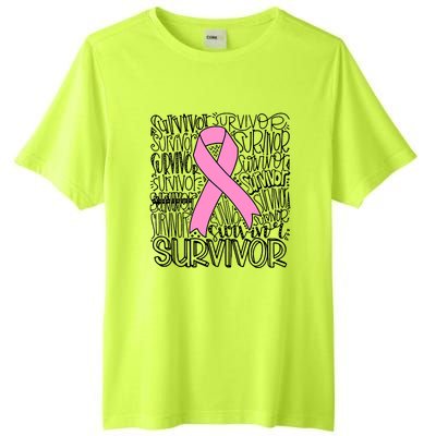 Breast Cancer Survivor Fighter Pink Ribbon Strong Tall Fusion ChromaSoft Performance T-Shirt