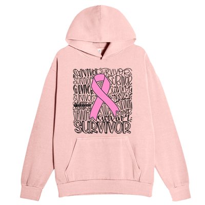 Breast Cancer Survivor Fighter Pink Ribbon Strong Urban Pullover Hoodie