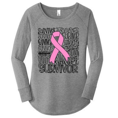 Breast Cancer Survivor Fighter Pink Ribbon Strong Women's Perfect Tri Tunic Long Sleeve Shirt