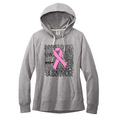 Breast Cancer Survivor Fighter Pink Ribbon Strong Women's Fleece Hoodie