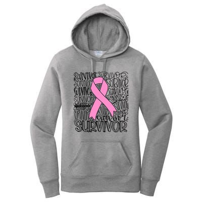 Breast Cancer Survivor Fighter Pink Ribbon Strong Women's Pullover Hoodie