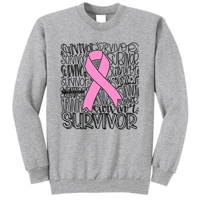 Breast Cancer Survivor Fighter Pink Ribbon Strong Tall Sweatshirt