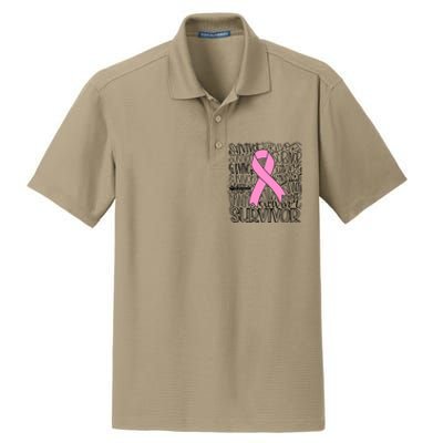 Breast Cancer Survivor Fighter Pink Ribbon Strong Dry Zone Grid Polo