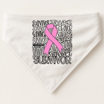 Breast Cancer Survivor Fighter Pink Ribbon Strong USA-Made Doggie Bandana