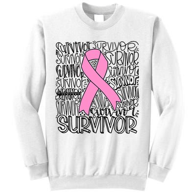 Breast Cancer Survivor Fighter Pink Ribbon Strong Sweatshirt
