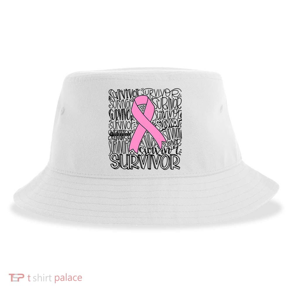 Breast Cancer Survivor Fighter Pink Ribbon Strong Sustainable Bucket Hat