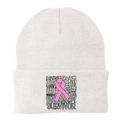 Breast Cancer Survivor Fighter Pink Ribbon Strong Beanie