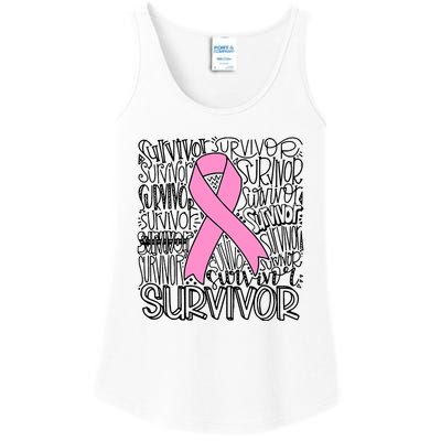 Breast Cancer Survivor Fighter Pink Ribbon Strong Ladies Essential Tank