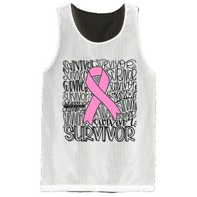 Breast Cancer Survivor Fighter Pink Ribbon Strong Mesh Reversible Basketball Jersey Tank