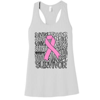 Breast Cancer Survivor Fighter Pink Ribbon Strong Women's Racerback Tank