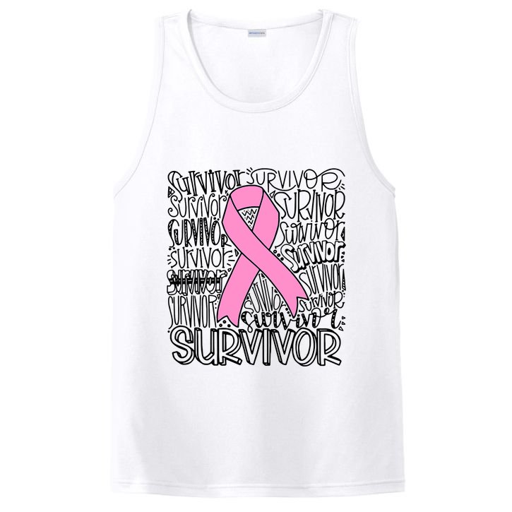 Breast Cancer Survivor Fighter Pink Ribbon Strong PosiCharge Competitor Tank