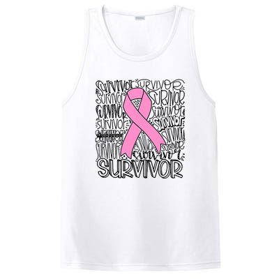 Breast Cancer Survivor Fighter Pink Ribbon Strong PosiCharge Competitor Tank