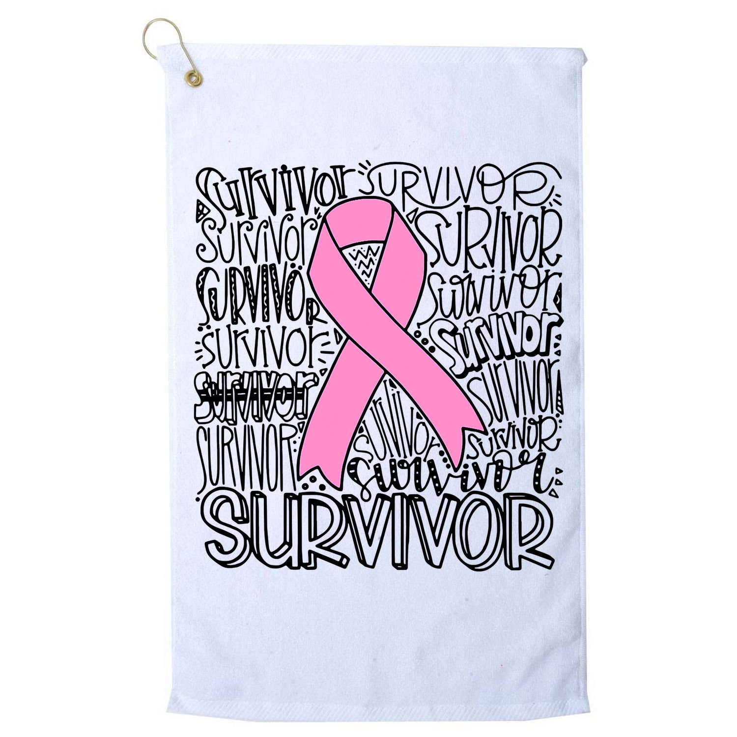 Breast Cancer Survivor Fighter Pink Ribbon Strong Golf Towel