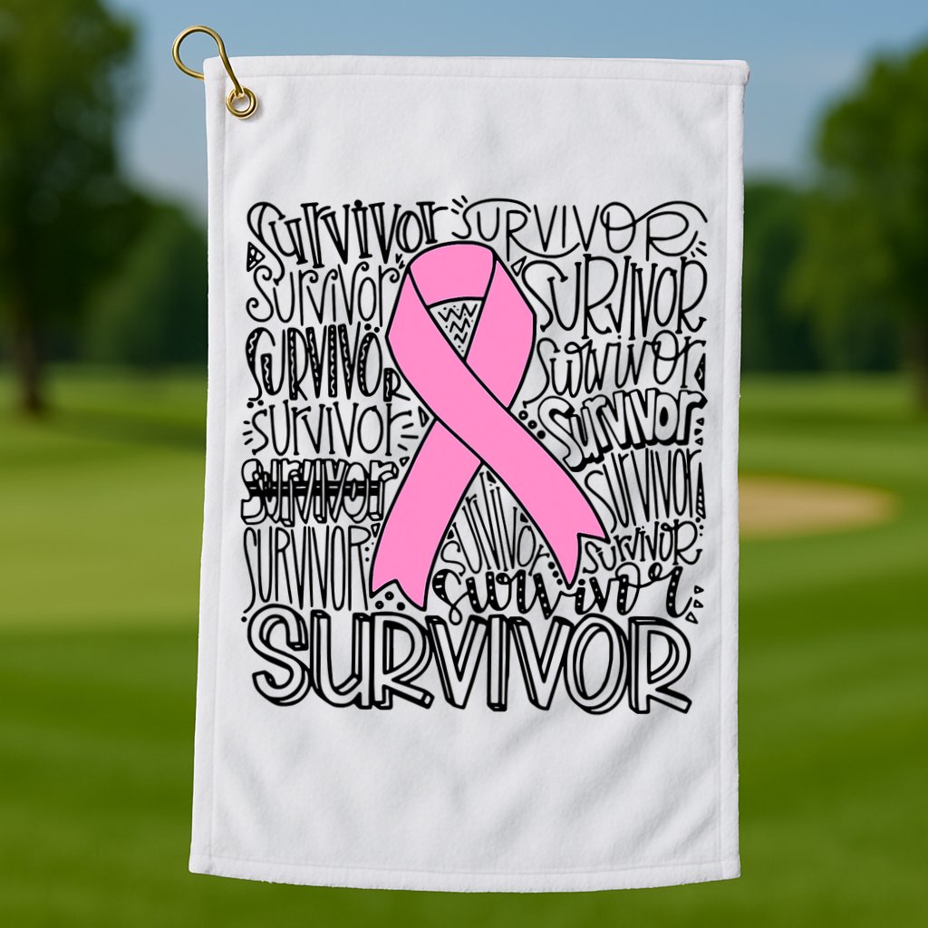 Breast Cancer Survivor Fighter Pink Ribbon Strong Golf Towel