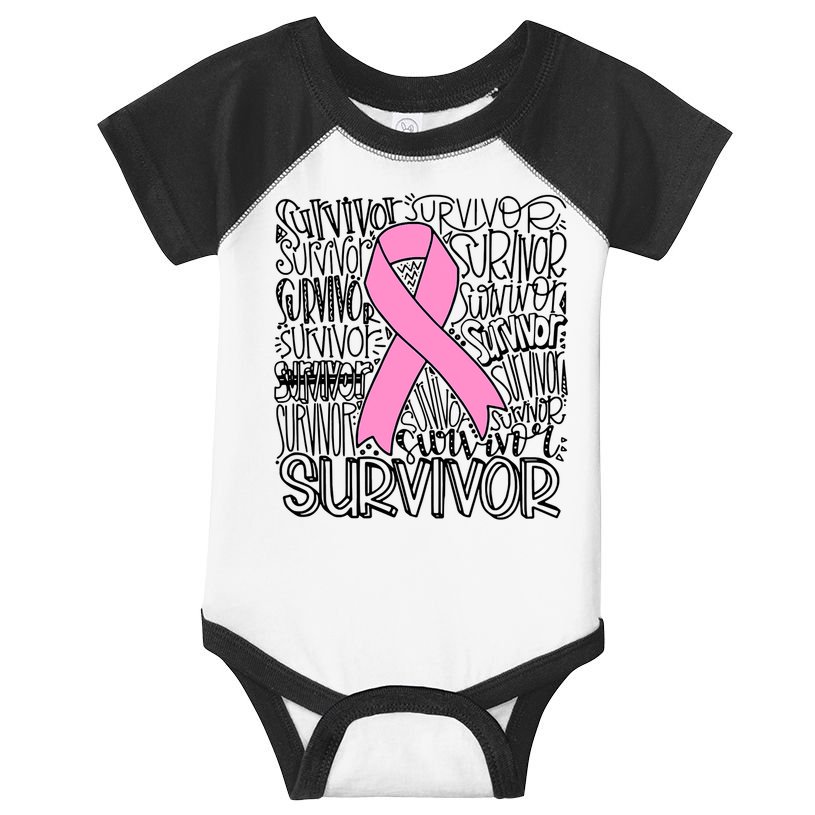Breast Cancer Survivor Fighter Pink Ribbon Strong Infant Baby Jersey Bodysuit