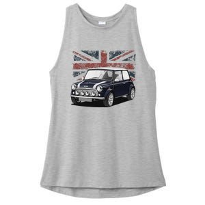 British Classic Sports Mini Car With Flag Ladies PosiCharge Tri-Blend Wicking Tank