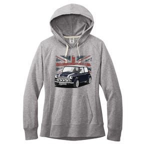 British Classic Sports Mini Car With Flag Women's Fleece Hoodie