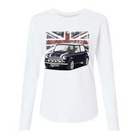 British Classic Sports Mini Car With Flag Womens Cotton Relaxed Long Sleeve T-Shirt