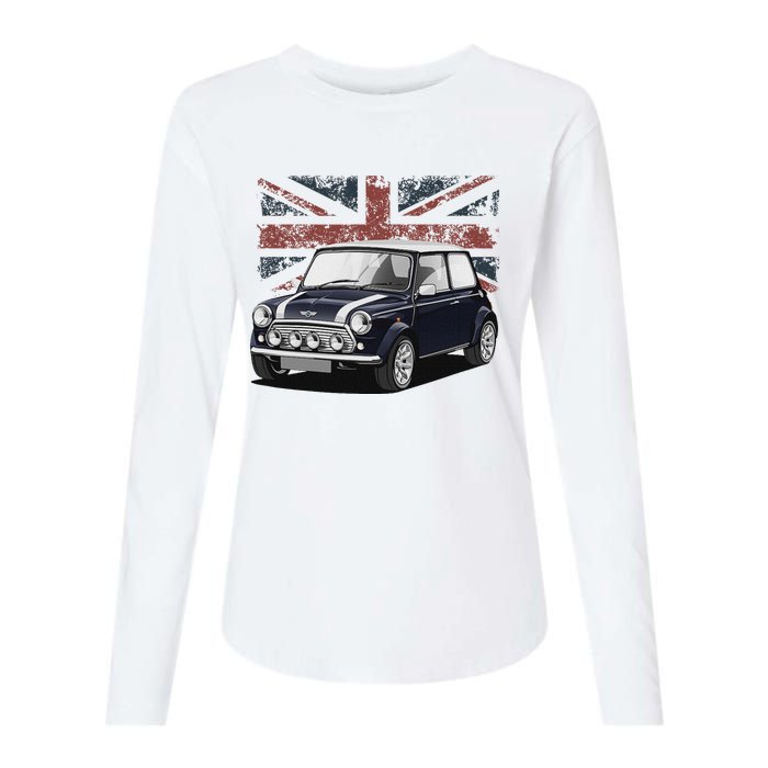 British Classic Sports Mini Car With Flag Womens Cotton Relaxed Long Sleeve T-Shirt